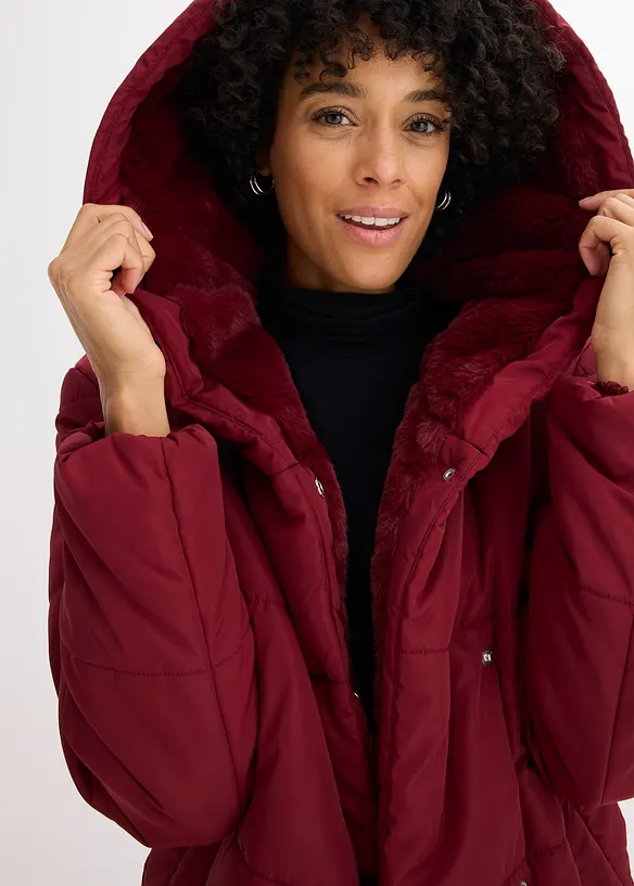 Prošívaná bunda s umělou kožešinou, bonprix