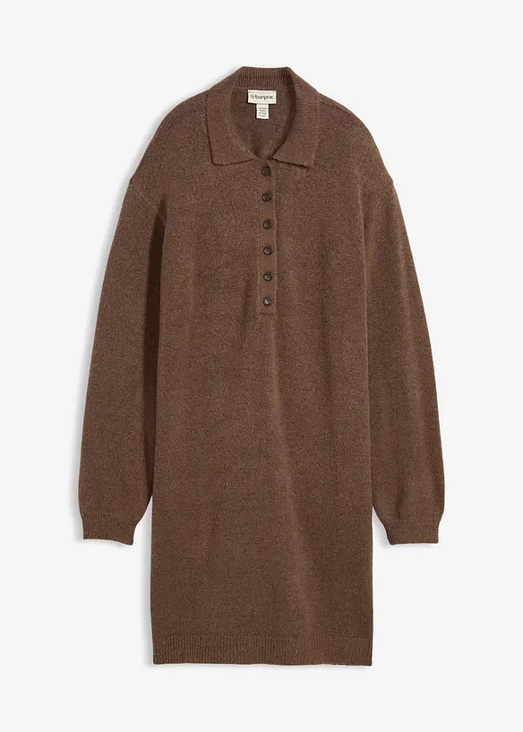 Krátké pletené šaty s knoflíkovou lištou, bonprix