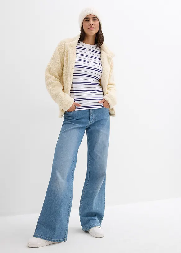 Žebrovan&eacute; tričko s dlouh&yacute;m ruk&aacute;vem, ze směsi s organickou bavlnou, bonprix