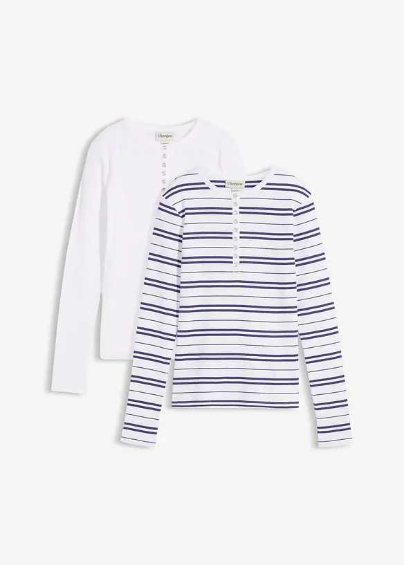 Žebrovan&eacute; tričko s dlouh&yacute;m ruk&aacute;vem, ze směsi s organickou bavlnou, bonprix