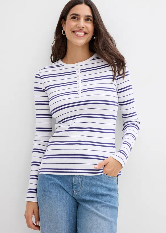 Žebrovan&eacute; tričko s dlouh&yacute;m ruk&aacute;vem, ze směsi s organickou bavlnou, bonprix
