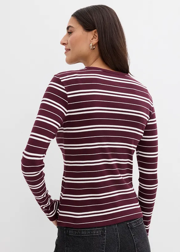 Žebrované tričko s dlouhým rukávem, ze směsi s organickou bavlnou, bonprix