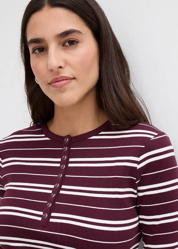 Žebrované tričko s dlouhým rukávem, ze směsi s organickou bavlnou, bonprix