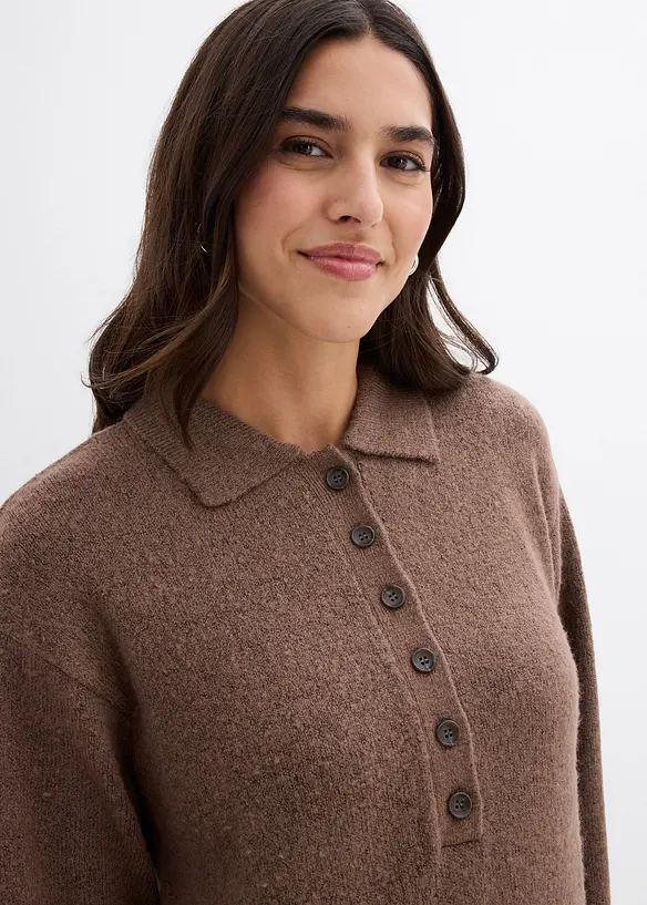 Krátké pletené šaty s knoflíkovou lištou, bonprix