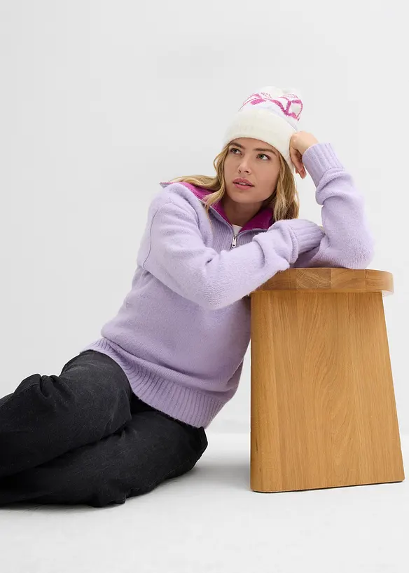 Svetr s límečkem na zip, bonprix