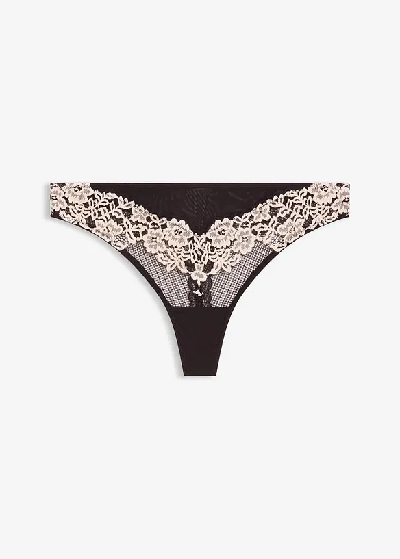 Kalhotky tanga z dvoubarevné krajky, bonprix