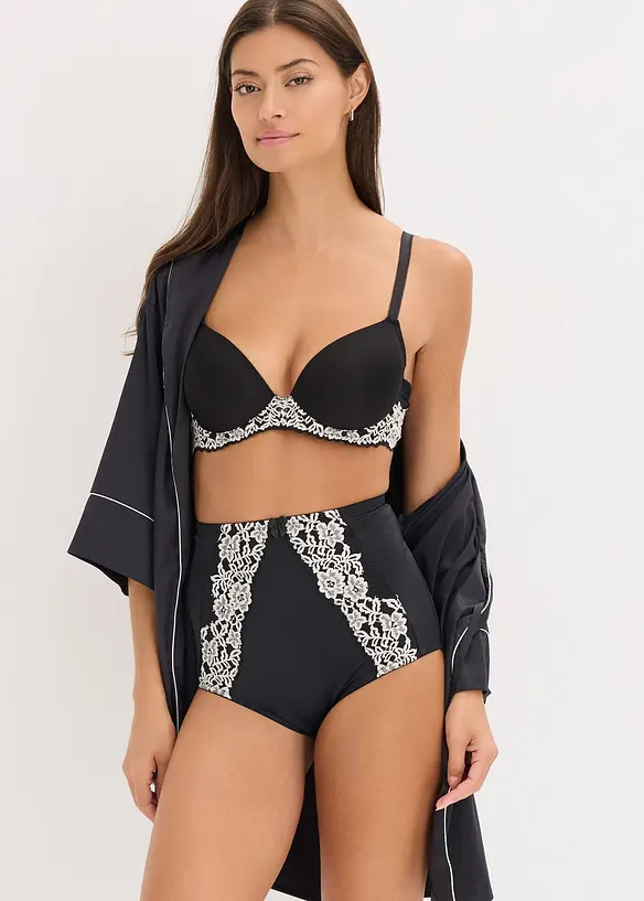 Vyztužená podprsenka s dvoubarevnou krajkou, bonprix