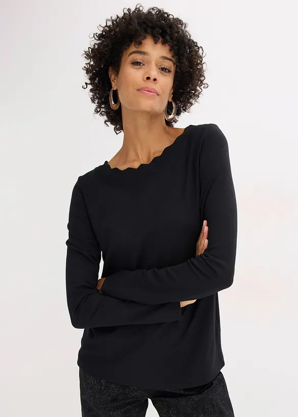 Triko se zvlněnými okraji, z materiálu Punto di Roma, bonprix