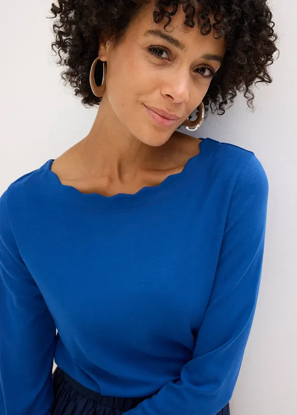 Triko se zvlněn&yacute;mi okraji, z materi&aacute;lu Punto di Roma, bonprix