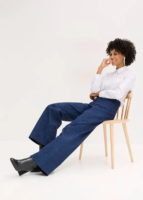 Kalhoty Wide Leg z bavlněného streče, bonprix