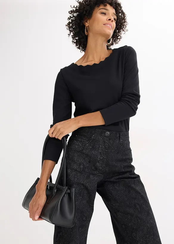 Kalhoty Wide Leg z bavlněného streče, bonprix