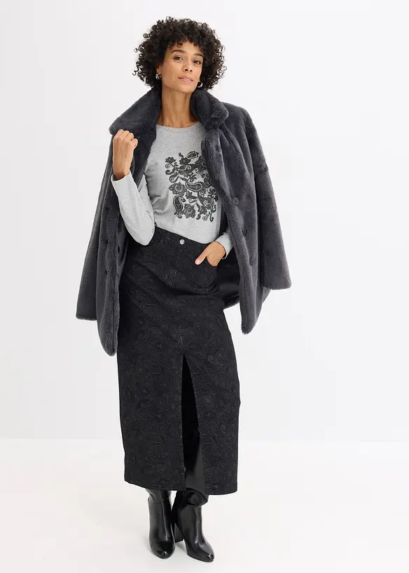 Tričko s dlouh&yacute;m ruk&aacute;vem a dekorativn&iacute;m potiskem, z organick&eacute; bavlny, bonprix