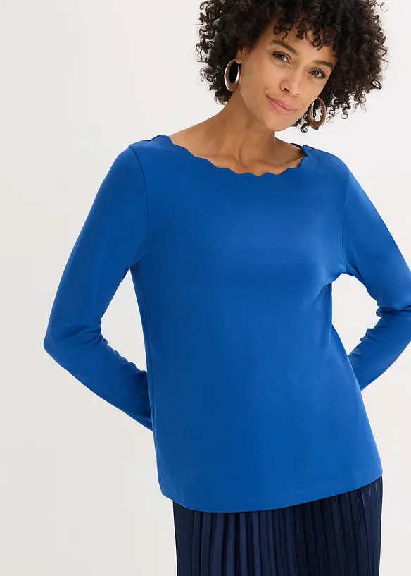 Triko se zvlněn&yacute;mi okraji, z materi&aacute;lu Punto di Roma, bonprix