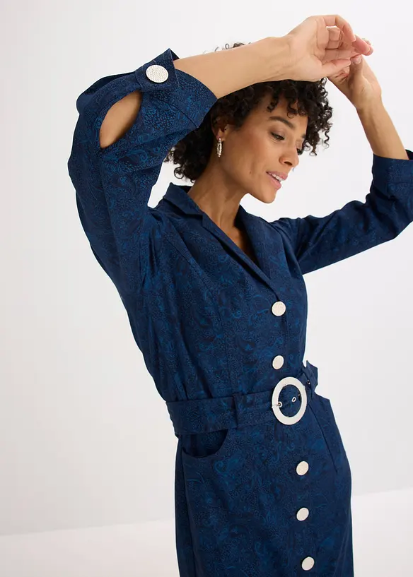 Keprové šaty s opaskem (2dílná souprava), bonprix