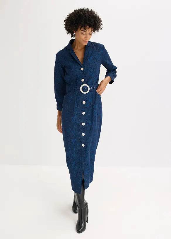 Keprové šaty s opaskem (2dílná souprava), bonprix