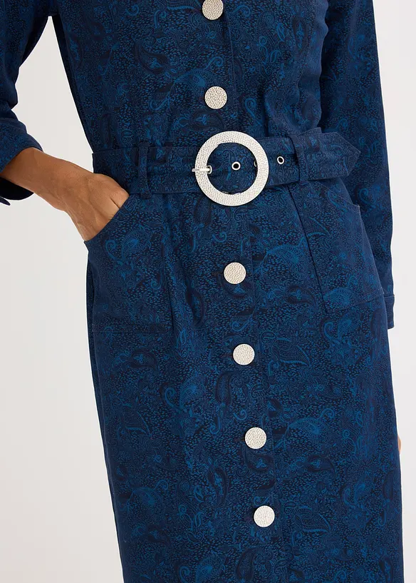 Keprové šaty s opaskem (2dílná souprava), bonprix