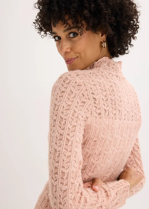 Rolákové tričko z krajky, bonprix