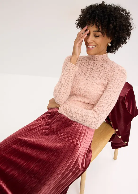 Rolákové tričko z krajky, bonprix