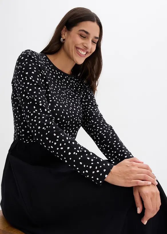 Šaty z různých materiálů z čisté bavlny, bonprix