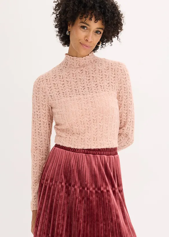 Rolákové tričko z krajky, bonprix