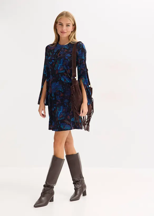 Minišaty ze splývavého sametu, bonprix