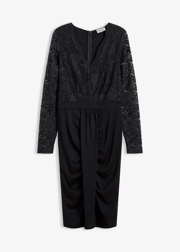 Krajkové šaty s nařasením, bonprix