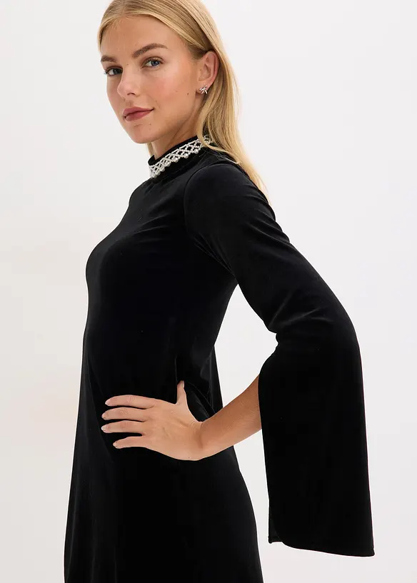 Minišaty ze splývavého sametu, bonprix