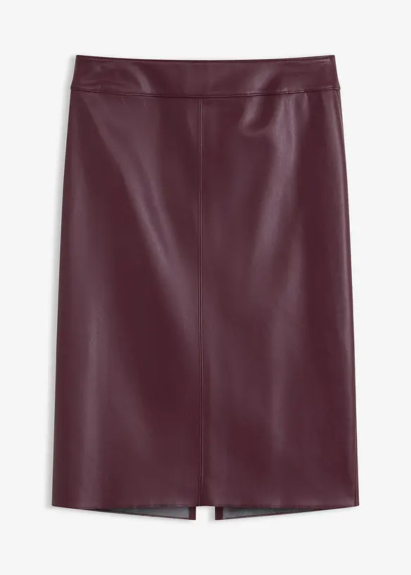 Sukně ke kolenům, z umělé kůže, s přiléhavým střihem, bonprix