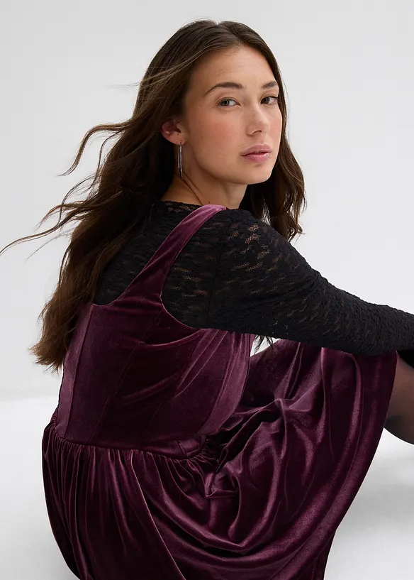 Korzetové šaty z měkkého sametu, bonprix