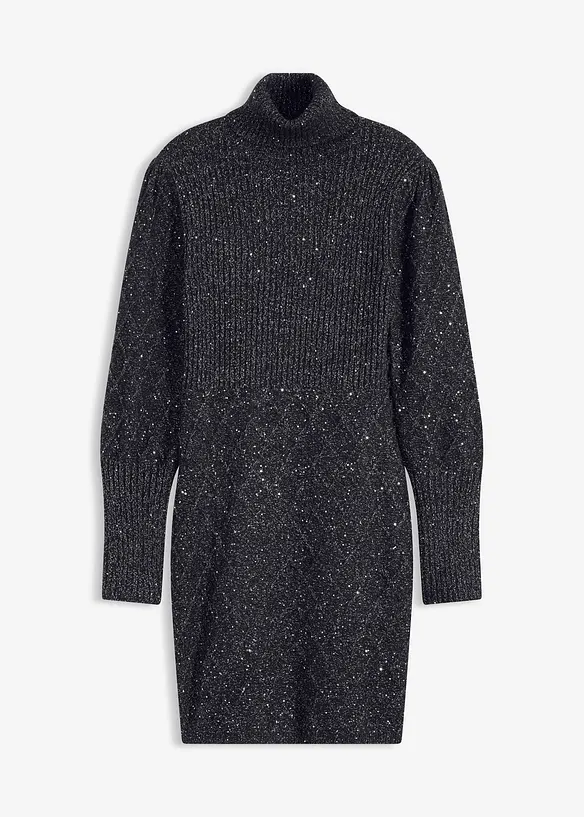 Pletené šaty s pajetkami, bonprix