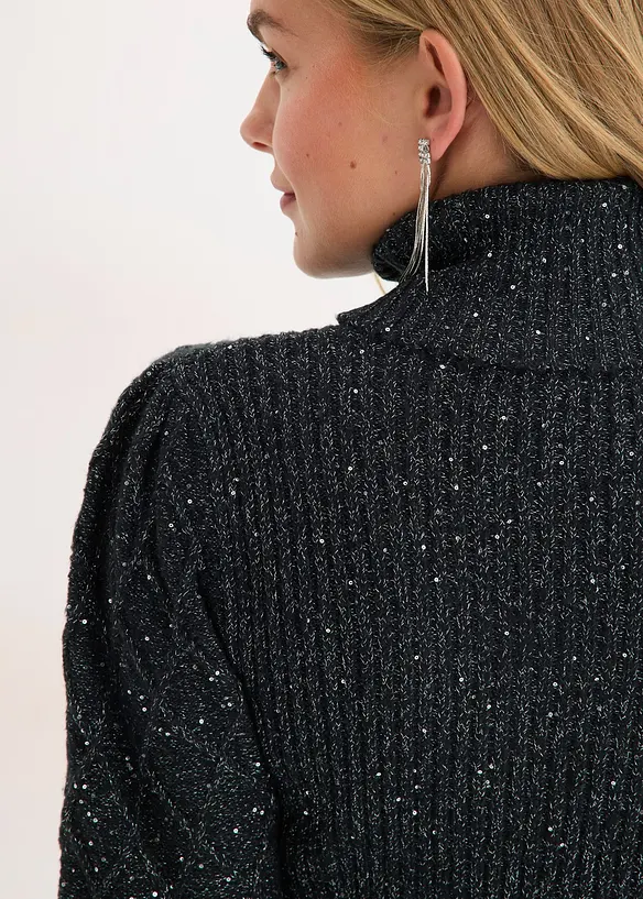 Pletené šaty s pajetkami, bonprix