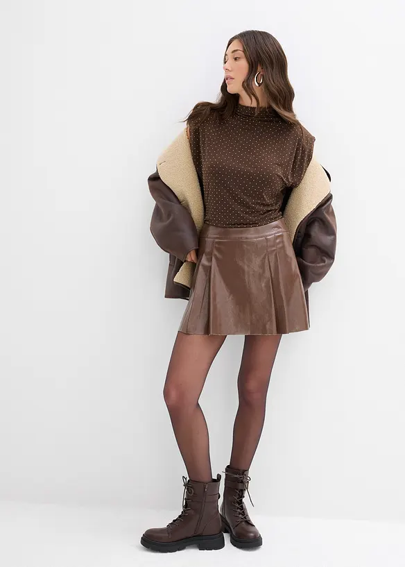 Krátká sukně z umělé kůže, s protizáhyby, bonprix