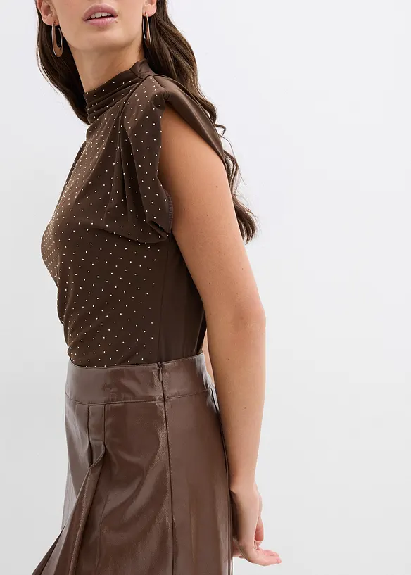 Krátká sukně z umělé kůže, s protizáhyby, bonprix