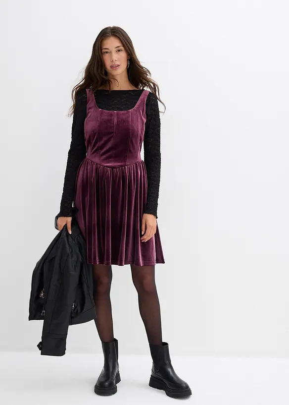 Korzetové šaty z měkkého sametu, bonprix
