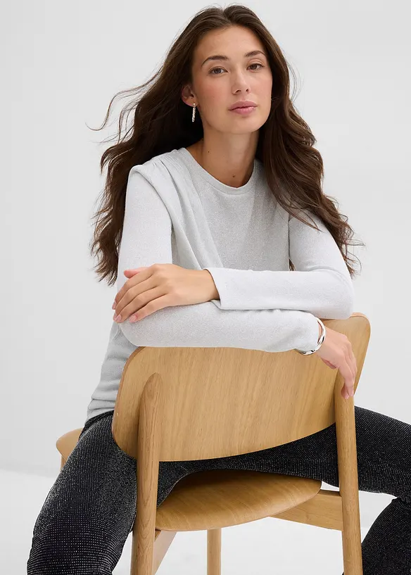 Tričko s dlouhým rukávem a nařasením, bonprix