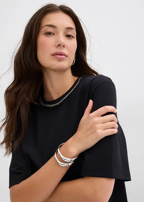 Oversized tričko s pajetkovým lemem, bonprix