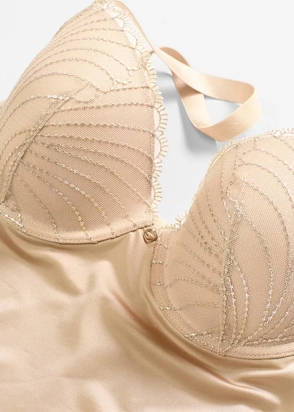 Stahovací vyztužený podprsenkový top s lesklým efektem, střední tvarující efekt, bonprix