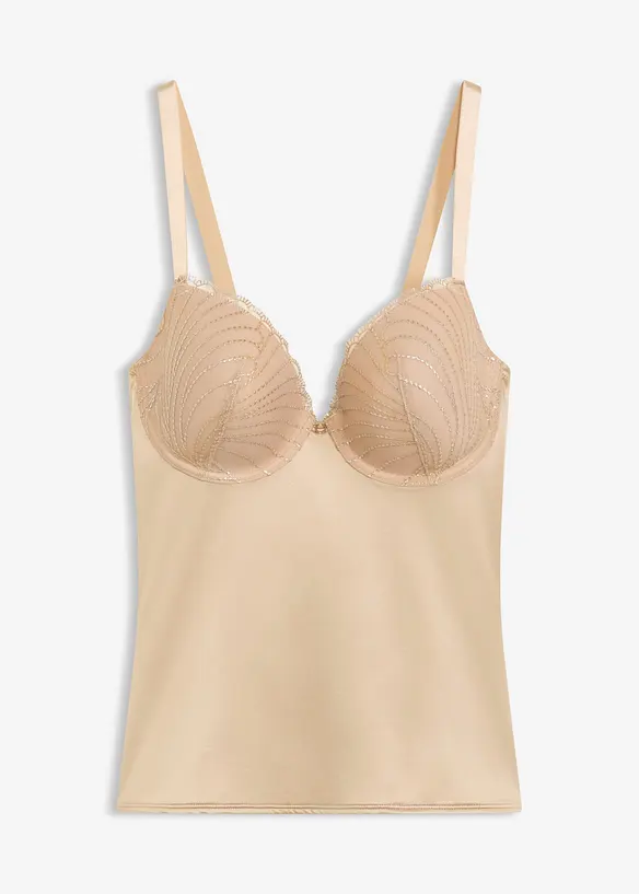 Stahovací vyztužený podprsenkový top s lesklým efektem, střední tvarující efekt, bonprix