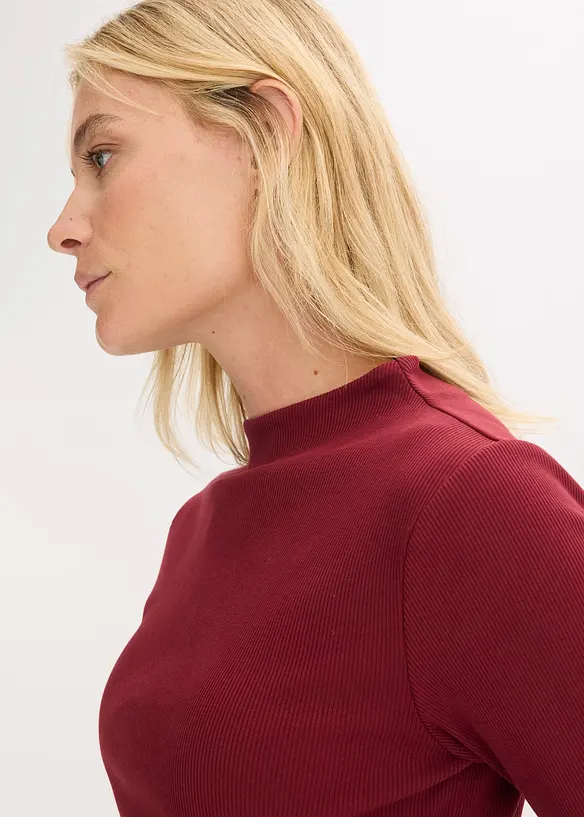 Žebrovan&eacute; tričko s dlouh&yacute;m ruk&aacute;vem, bonprix