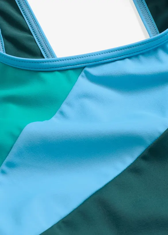 Sportovn&iacute; jednod&iacute;ln&eacute; plavky s kontrastn&iacute;mi vsadkami, rychleschnouc&iacute;, bonprix