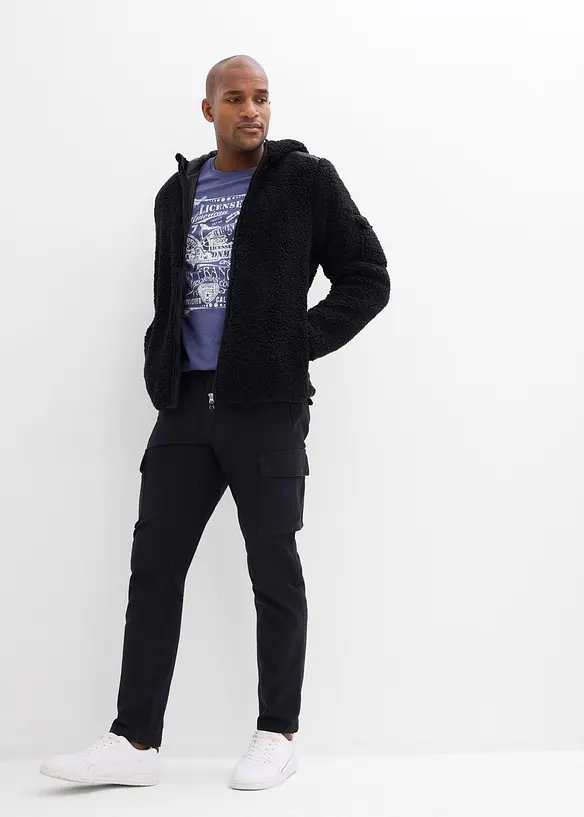 Strečové cargo kalhoty z robustní organické bavlny, Regular Fit, Straight, bonprix