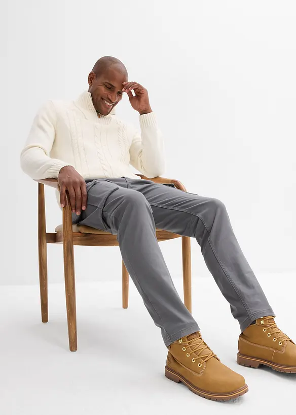 Strečové cargo kalhoty z robustní organické bavlny, Regular Fit, Straight, bonprix