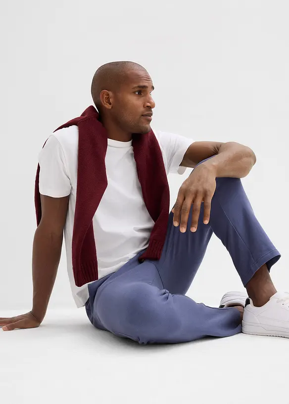 Joggingové kalhoty se sportovními detaily, z čisté bavlny, bonprix