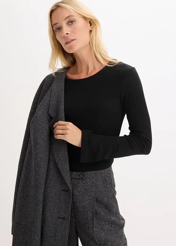 Žebrovan&eacute; triko s dlouh&yacute;m ruk&aacute;vem, bonprix