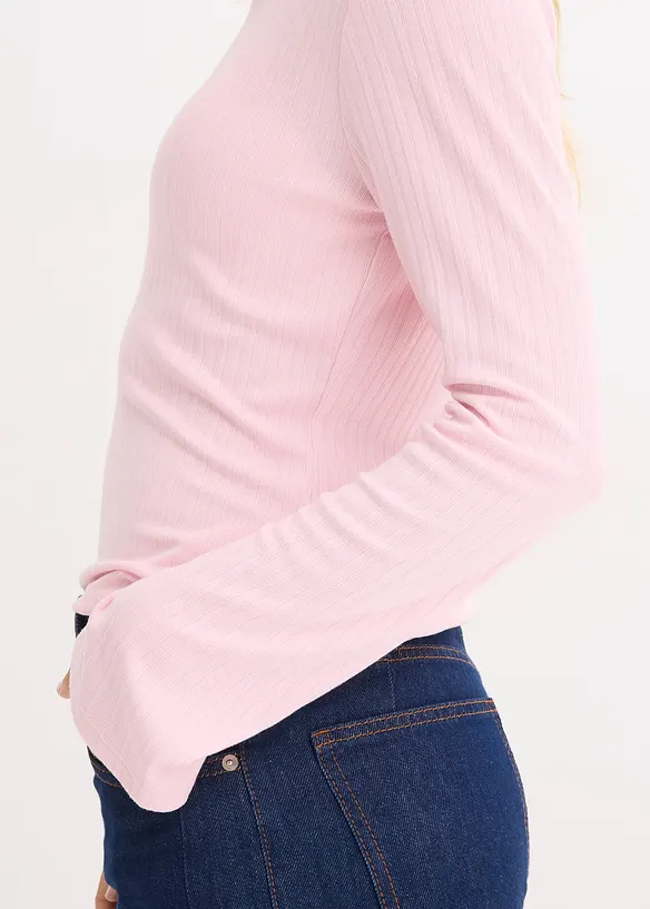 Žebrovan&eacute; triko s dlouh&yacute;m ruk&aacute;vem, bonprix