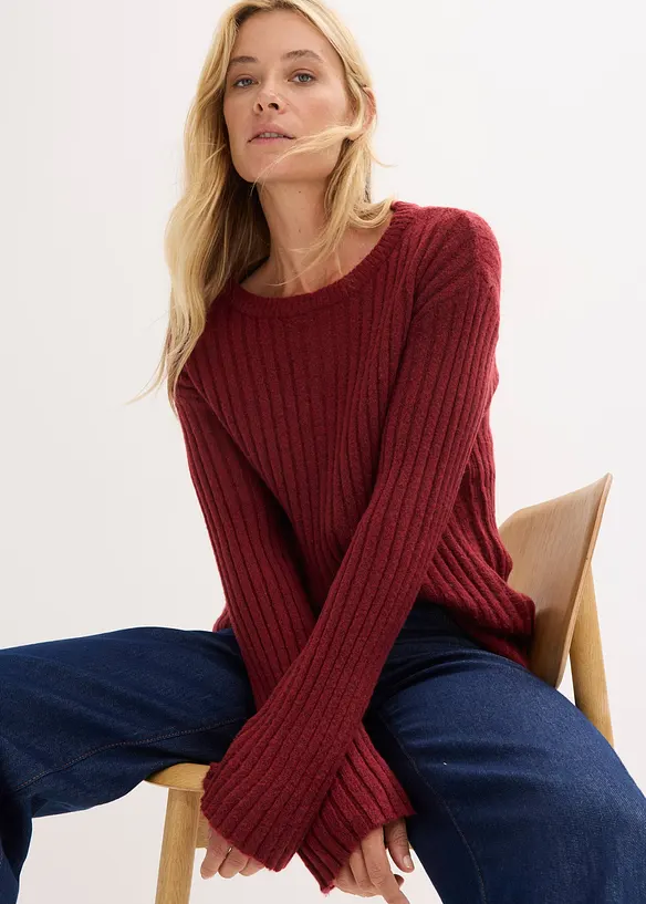 Žebrovan&yacute; oversized svetr, bonprix