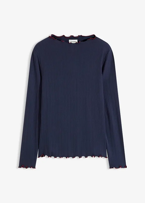 Žebrovan&eacute; tričko s dlouh&yacute;m ruk&aacute;vem, bonprix