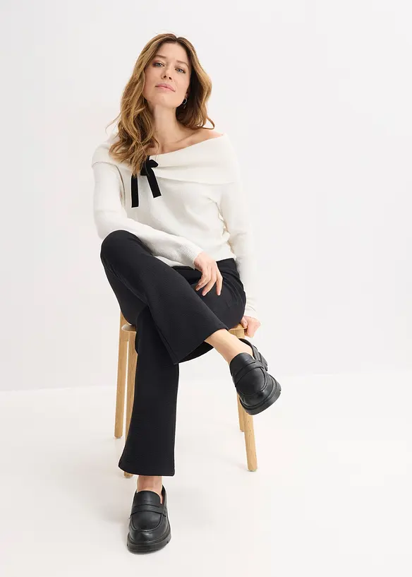 Kalhoty z žerzeje se zmačkanou &uacute;pravou, bonprix