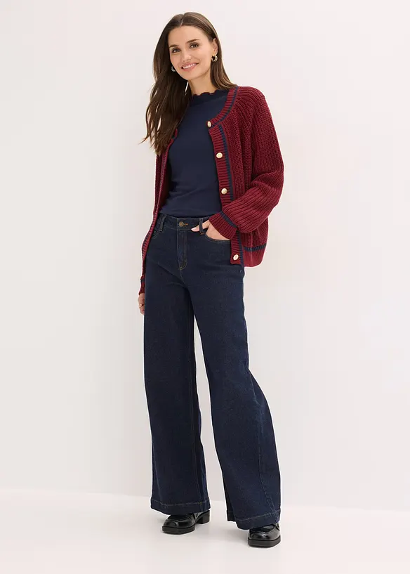 Žebrovan&eacute; tričko s dlouh&yacute;m ruk&aacute;vem, bonprix