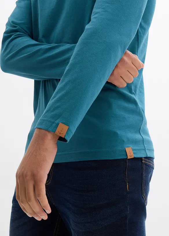 Henley tričko s dlouh&yacute;m ruk&aacute;vem, z čist&eacute; organick&eacute; bavlny (2 ks v balen&iacute;), bonprix